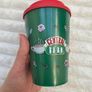 Friends green Cup Red Green Lid Central Perk plastic Please see photos never Used Image 5