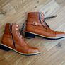 Brown Lace-Up Boots with Double Zip Image 2