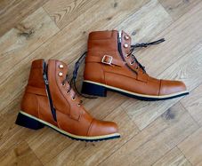 Brown Lace-Up Boots with Double Zip