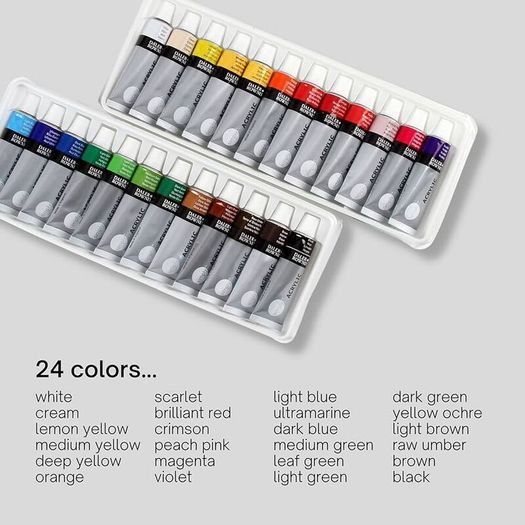 Simply Acrylic Paint Set 24 x 12ml Assorted Colours Daler Rowney NEW