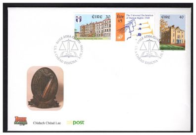1998 Ireland Centenary of Mary Immaculate College, Limerick; Bicentenary of The Newtown School. Waterford & 50th Anniversary of Universal Declaration of Human Rights Commemorative Stamps An Post First Day Cover (FDC)