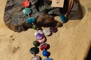 handmade  bohemian style chunky bead necklace .