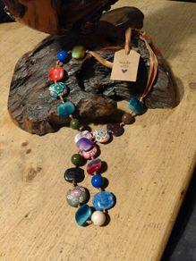 handmade  bohemian style chunky bead necklace .