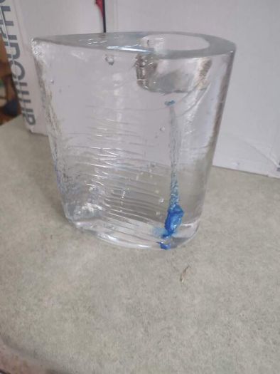 Kosta Boda Zweden Kjell Engman design vintage Blue Ice glass candle holders / sticks.