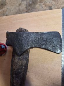 Vintage Forged Steel Axe  OHC Stamped Original Handle Mid 20th Century
