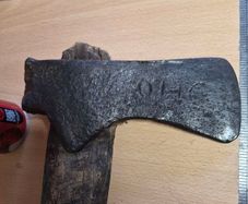 Vintage Forged Steel Axe  OHC Stamped Original Handle Mid 20th Century