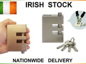 94mm Very Heavy Duty Armoured Nickel Plated E-type Chain Padlock 4 Keys