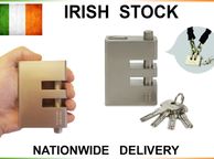 main image for ad 94mm Very Heavy Duty Armoured Nickel Plated E-type Chain Padlock 4 Keys