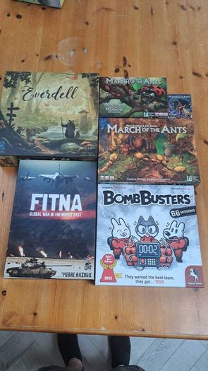 Board Game Bundle Everdell Bomb Busters FITNA March of the Ants