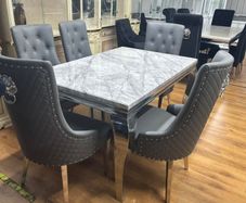 Marble Kitchen Dining Table With 6 Chairs