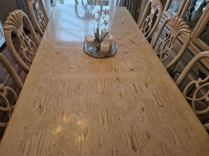 limed oak full size 8 seater table and matching unit