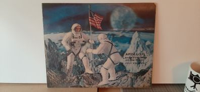 Apollo 11 Lands First Men On The Moon July 20, 1969 Vintage Hologram 14x11 Very Rare