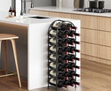 Metal 23 Bottles Wine Rack, Freestanding Wine Holder Floor, Home Kitchen Wine Storage Organiser Stand,Black