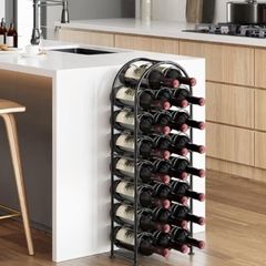 Metal 23 Bottles Wine Rack, Freestanding Wine Holder Floor, Home Kitchen Wine Storage Organiser Stand,Black