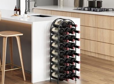 Metal 23 Bottles Wine Rack, Freestanding Wine Holder Floor, Home Kitchen Wine Storage Organiser Stand,Black