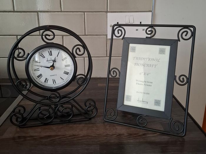 Wrought Iron Clock and Photo Frame