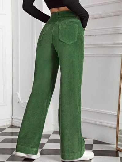 Green Corduroy Wide Leg Flare Pants XS - New