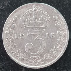 GB 1915 Silver 3d three pence coin