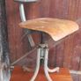 Antique Wood and Metal Stool Circa 1950s in Great Original Condition Image 2