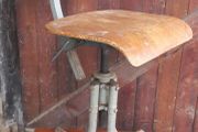 Antique Wood and Metal Stool Circa 1950s in Great Original Condition