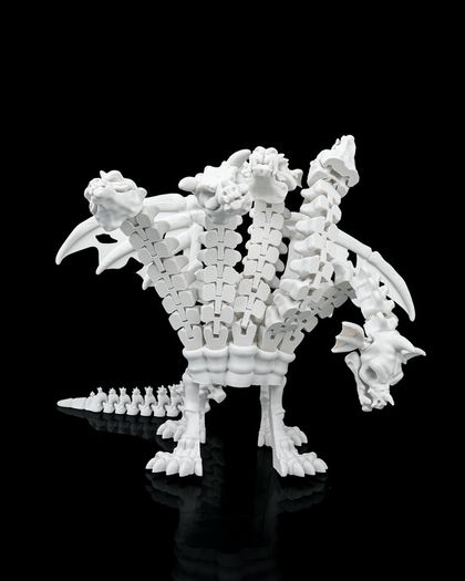 Articulated 5-Headed Hydra Dragon Skeleton - 3D Printed Pentadragon Mythical Figurine