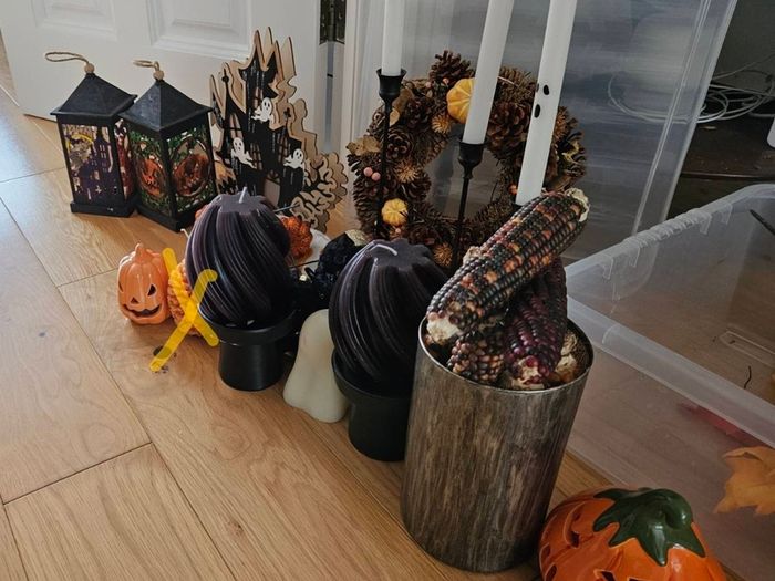 Misc Halloween decorations and some candles/candle holders