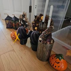 Misc Halloween decorations and some candles/candle holders