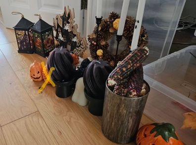 Misc Halloween decorations and some candles/candle holders