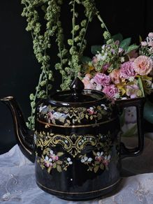 Antique Victorian Black Teapot  by S.J.B. England