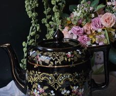 Antique Victorian Black Teapot  by S.J.B. England