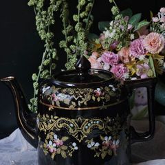 Antique Victorian Black Teapot  by S.J.B. England