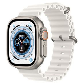 Apple Watch Ultra Cellular 49mm Natural Titanium with White Ocean Band - Grade A with Box and Accessories