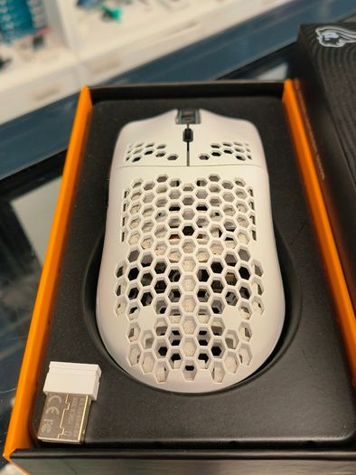 Glorious Gaming Model D Wireless Gaming Mouse - 69g Superlight, Lag Free 2.4Ghz Wireless, RGB, BAMF Sensor, Ergonomic, 6 Buttons - White | Lag free connectivity, advanced BAMF sensor, long battery life, PTFE sliders, beehive format, vivid lighting (Used)