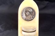 Vintage Italian holy water font with Pope Pius Xi plaque signed Tschudin