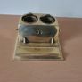 Antique brass inkwell and desk calendar set Image 2