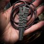 1 Protective Witchy Forged Iron Coffin Nails Pendant Necklace Draconian Brutalist Goth Wasteland Industrial Image 2