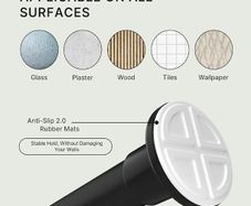 No Drill Curtain Pole Matte Black, Extendable Curtain Poles 50-80 cm 25 mm Diameter, Heavy Duty Tension Pole No Drilling - for Bedroom, Kitchen and Small Window