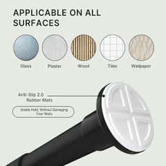 No Drill Curtain Pole Matte Black, Extendable Curtain Poles 50-80 cm 25 mm Diameter, Heavy Duty Tension Pole No Drilling - for Bedroom, Kitchen and Small Window