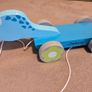 Wooden Turtle Toy on wheels for pulling Image 3