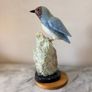 Hand-Carved Blue Chalcedony Songbird on Natural Amazonite Matrix Base Image 7