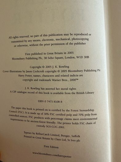 Harry Potter book collection