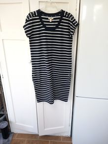 Barbour Navy/Off White Cotton Dress UK 10