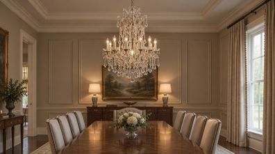 Nice sized Cristal chandelier. Good size and shape.