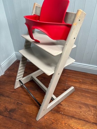 Stokke Tripp Trapp Highchair With Baby Set In Grey and Red