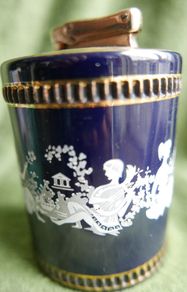 Vintage Colibri Cobalt Blue Ceramic Gas Table Lighter from Italy, Hand-Painted Greek Motif Cigarette Lighter, Home Decor, Perfect Gift