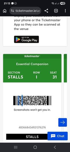 Ray LaMontagne Ticket x1 Wednesday 20th May