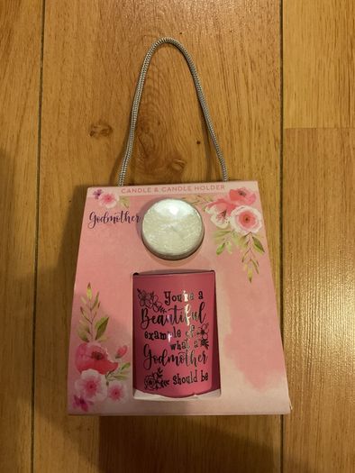 Godmother present candle and candle holder Brand New