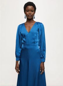 Jigsaw hammered satin blue midi dress