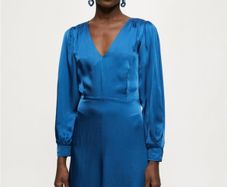 Jigsaw hammered satin blue midi dress