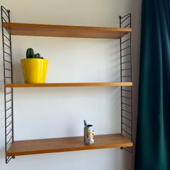 Vintage String-Style Wall Shelving Unit